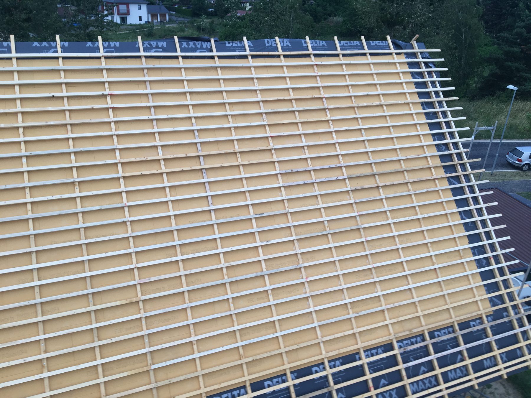 Dachlattung bei einer Dachsanierung